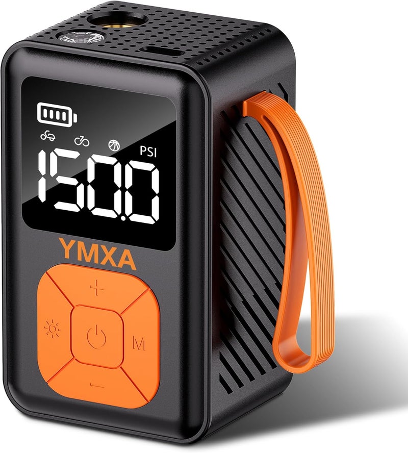 YMXA مضخة دراجة هوائية صغيرة 150 PSI – إيقاف تلقائي ومقياس رقمي، مضخة هواء لإطارات الدراجات للدراجات الهوائية، الدراجات الجبلية، كرات الرياضة – مضخة دراجة هوائية محمولة عالية الضغط - Image 1